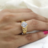 Round Cut Simulated Diamond Designer Statement Engagement Ring 14kt Yellow Gold