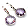 Round Natural Amethyst Drop Dangle Fine Earring