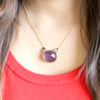 18k Yellow Gold Natural Amethyst Blue Topaz Fine Necklace Pendant