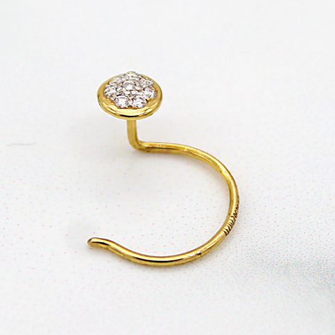 DIAMOND Nose Pin 18KT Yellow Gold IGI Certified 0.03 CT VVS clarity F-G Color