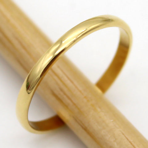 18k Pure Yellow Gold Plain 2MM Classic Wedding Band//