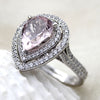 5 CT Pear Morganite Diamond Engagement Double Halo Ring