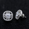 Art Deco Round Diamond Cluster 14k White Gold Earrings