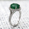 Natural Oval 3.5 CT Emerald Halo May Birthstone Ring