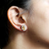 Natural Oval Citrine Halo Stud Fine Earrings