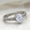 Pear Cut Genuine Diamond Solitaire Carved Ring 0.90 CT GIA Certified