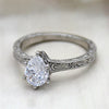 Pear Cut Genuine Diamond Solitaire Carved Ring 0.90 CT GIA Certified