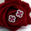 Pear Ruby Simulant Flower Stud Earrings