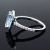 Natural Blue Topaz Pear Halo Engagement Ring