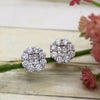 Round Princess Cut Diamond Flower Cluster Stud Earrings