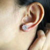 Round Princess Cut Diamond Flower Cluster Stud Earrings