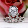 0.90 CT Pear Halo Real Diamond Crown 14kt Solid White Gold GIA Certified Ring