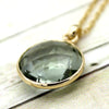 Green Amethyst Pendant Necklace 18k Solid Yellow Gold