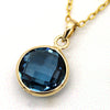 Natural London Blue Topaz Pendant 18k Solid Yellow Gold