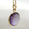 Carved Natural Amethyst Pendant 18k Solid Yellow Gold