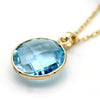 Natural Blue Topaz Pendant Necklace 18k Solid Yellow Gold