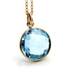 Natural Blue Topaz Pendant Necklace 18k Solid Yellow Gold