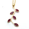 Natural Marquise Ruby leaf Pendant 18k Solid Yellow Gold
