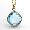 Natural Sky Blue Topaz Pendant 18k Solid Yellow Gold