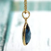 Natural London Blue Topaz Pear Pendant 18k Solid Yellow Gold