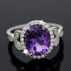 Natural Amethyst Oval Halo Engagement Ring