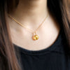 Carved Natural Citrine Round Pendant 18k Solid Yellow Gold