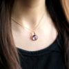 Carved Natural Amethyst Pendant 18k Solid Yellow Gold