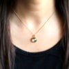 Green Amethyst Pendant Necklace 18k Solid Yellow Gold