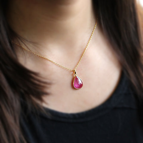 Natural Ruby Pendant 18k Solid Yellow Gold