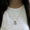 Tanzanite Double Flower Diamond Pendant Necklace