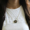 Ruby Emerald Flower Pendant Diamond Blue Topaz Necklace