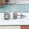 Art Deco Round Halo Stud Everyday Wear Unique 14kt Solid White Gold Earrings