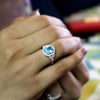 Natural Sky Blue Topaz Oval Halo Engagement Ring