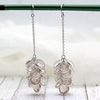 Natural Rose Quartz Long Dangling Drop Earrings