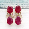 Natural Ruby Diamond Dangle Drop Earrings Crafty 18kt Solid Yellow Gold Earrings