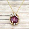 Natural Ruby Art Deco Style Pendant Changeable Emerald 18kt Solid Yellow Gold