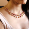 Natural Ruby Diamond Pearl Victorian Necklace 18kt Solid Yellow Gold