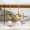 Natural Citrine Double Drop Pearl Earrings