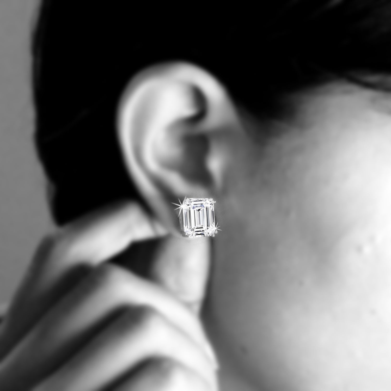 6 CT Emerald Cut Classic Swarovski Diamond Stud 14kt White Gold Earrin ...