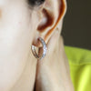 Baguette & Round Natural Diamond Unique 14kt Gold Hoop Earrings
