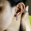 Baguette & Round Natural Diamond Unique 14kt Gold Hoop Earrings