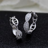Round Natural Diamond Designer 14kt White Gold Hoop Earrings