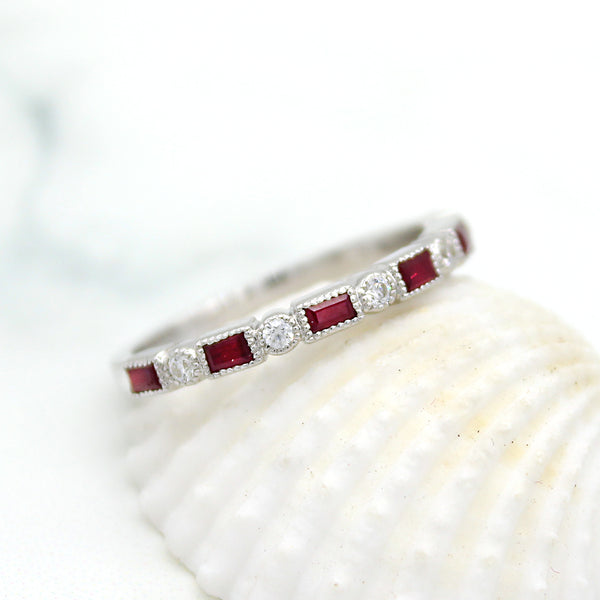 Rectangular Ruby Stackable Eternity Band – Archariel