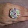 Multi Color Studded Natural Stone Round Statement Ring