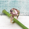 3.40 CT Oval Peach Morganite Diamond Engagement 18kt Solid Rose Gold Ring