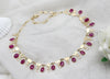 Natural Ruby & White Sapphire Bridal 18k Solid Yellow Gold Necklace