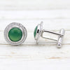 Round Faceted Green Onyx Cufflinks