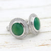 Round Faceted Green Onyx Cufflinks