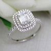 Double Halo Emerald Diamond Classic Wedding Engagement Ring