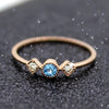 Three Stone Minimalist Blue Topaz Diamond Engagement Ring